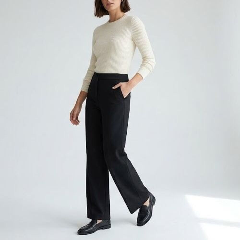 Express Women’s black wide-leg pants Modal Poly Blend High Rise Pull On M career